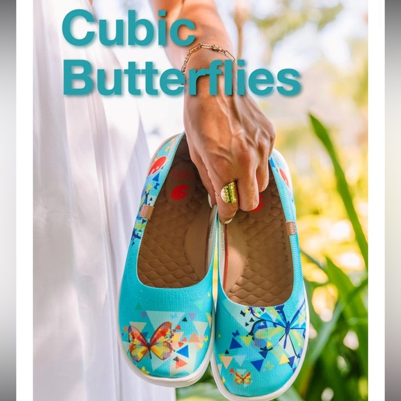 Like new UIN Ballet Flats Slip On Casual Shoes (Cubic Butterflies) - Picture 2 of 16